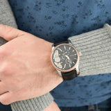 Buy Shop Fossil Twist Multi-Function Chronograph Black Dial Black Leather Strap Watch for Men - ME1099 USA Online