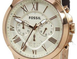 Buy Shop Fossil Grant Chronograph White Dial Brown Leather Strap Watch for Men - FS4991 USA Online