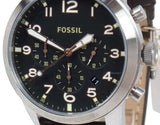 Buy Shop Fossil Pilot 54 Chronograph Black Dial Black Leather Strap Watch for Men - FS5181 USA Online