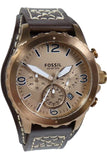 Buy Shop Fossil Nate Chronograph Gold Dial Brown Leather Strap Watch for Men - JR1495 USA Online