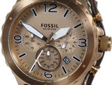 Buy Shop Fossil Nate Chronograph Gold Dial Brown Leather Strap Watch for Men - JR1495 USA Online