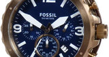 Buy Shop Fossil Nate Chronograph Blue Dial Brown Leather Strap Watch for Men - JR1505 USA Online