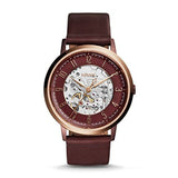 Buy Shop Fossil Vintage Muse Automatic Skeleton Maroon Dial Maroon Leather Strap Watch for Women - ME3137 USA Online