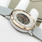Buy Shop Fossil Vintage Muse Automatic Skeleton White Dial Grey Leather Strap Watch for Women - ME3131 USA Online
