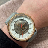 Buy Shop Fossil Vintage Muse Automatic Skeleton White Dial Grey Leather Strap Watch for Women - ME3131 USA Online