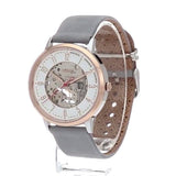 Buy Shop Fossil Vintage Muse Automatic Skeleton White Dial Grey Leather Strap Watch for Women - ME3131 USA Online