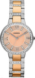 Buy Shop Fossil Virginia Rose Gold Dial Two Tone Steel Strap Watch for Women - ES3405 USA Online