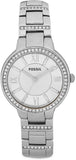 Buy Shop Fossil Virginia Silver Dial Silver Steel Strap Watch for Women - ES3282 USA Online