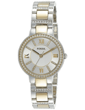 Buy Shop Fossil Virginia Silver Dial Two Tone Steel Strap Watch for Women - ES3503 USA Online