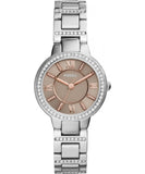 Buy Shop Fossil Virginia Taupe Dial Silver Steel Strap Watch for Women - ES4147 USA Online