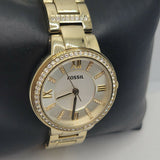 Buy Shop Fossil Virginia White Dial Gold Steel Strap Watch for Women - ES3283 USA Online