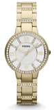 Buy Shop Fossil Virginia White Dial Gold Steel Strap Watch for Women - ES3283 USA Online