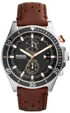 Buy Shop Fossil Wakefield Black Dial Brown Leather Strap Watch for Men - CH2944 USA Online