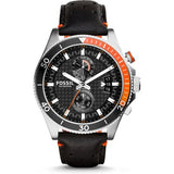 Fossil Wakefield Chronograph Black Dial Black Leather Strap Watch for Men - CH2953