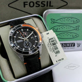 Buy Shop Fossil Wakefield Chronograph Black Dial Black Leather Strap Watch for Men - CH2953 USA Online