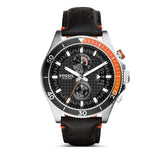 Buy Shop Fossil Wakefield Chronograph Black Dial Black Leather Strap Watch for Men - CH2953 USA Online