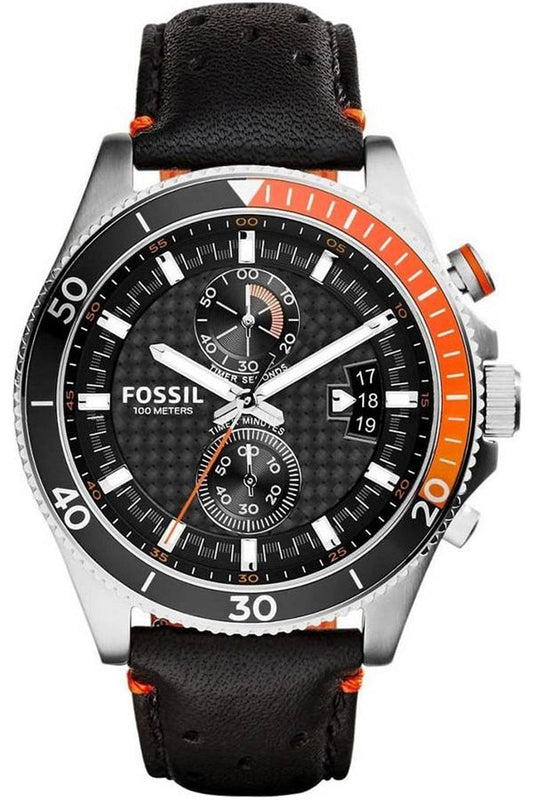 Buy Shop Fossil Wakefield Chronograph Black Dial Black Leather Strap Watch for Men - CH2953 USA Online