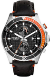 Buy Shop Fossil Wakefield Chronograph Black Dial Black Leather Strap Watch for Men - CH2953 USA Online