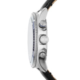 Buy Shop Fossil Wakefield Chronograph Blue Dial Black Leather Strap Watch for Women - CH2945 USA Online