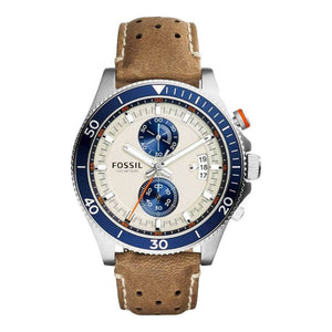 Buy Shop Fossil Wakefield Chronograph Cream Dial Brown Leather Strap Watch for Men - CH2951 USA Online