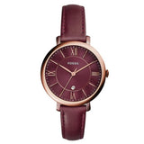 Buy Shop Fossil Jacqueline Burgundy Dial Burgundy Leather Strap Watch for Women - ES4099 USA Online