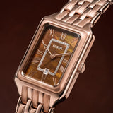 Buy Shop Fossil Raquel Three Hand Date Brown Dial Rose Gold Steel Strap Watch For Women - ES5323 USA Online