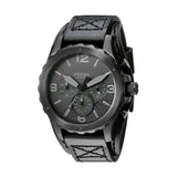 Buy Shop Fossil Nate Chronograph Black Dial Black Leather Strap Watch for Men - JR1510 USA Online
