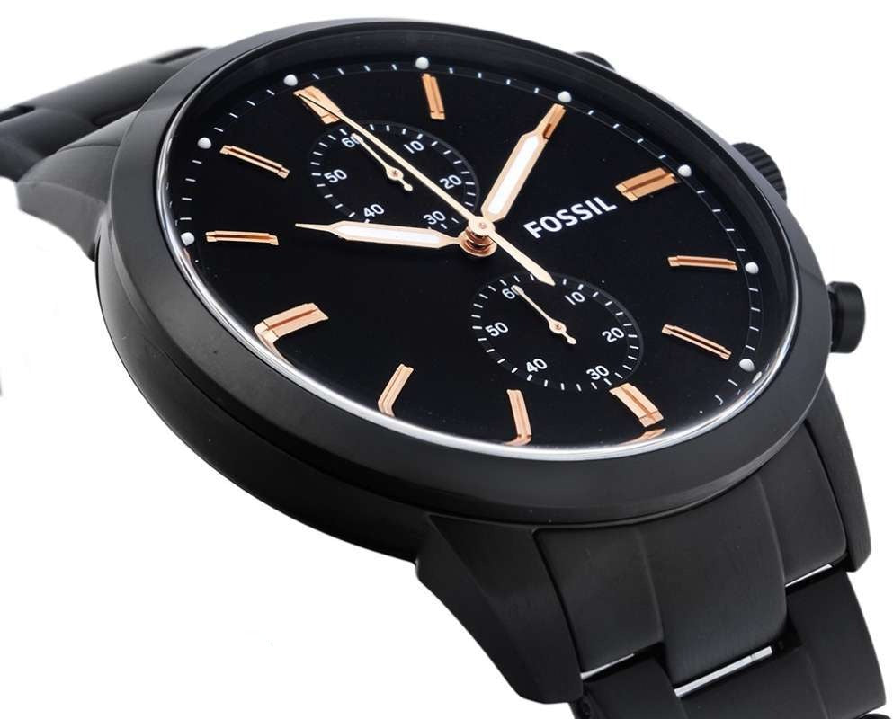 Buy Shop Fossil Townsman Chronograph Black Dial Black Steel Strap Watch for Men - FS5379 USA Online