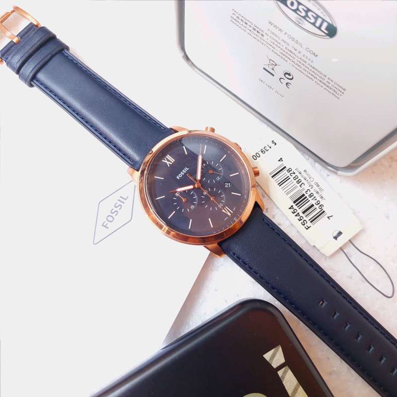 Buy Shop Fossil Neutra Chronograph Blue Dial Blue Leather Strap Watch for Men - FS5454 USA Online