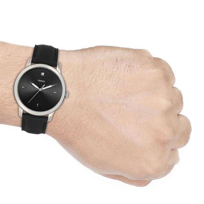 Buy Shop Fossil The Minimalist Carbon Series Black Dial Black Leather Strap Watch for Men - FS5497 USA Online