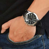 Buy Shop Fossil Grant Chronograph Black Dial Black Leather Strap Watch for Men - FS4812 USA Online