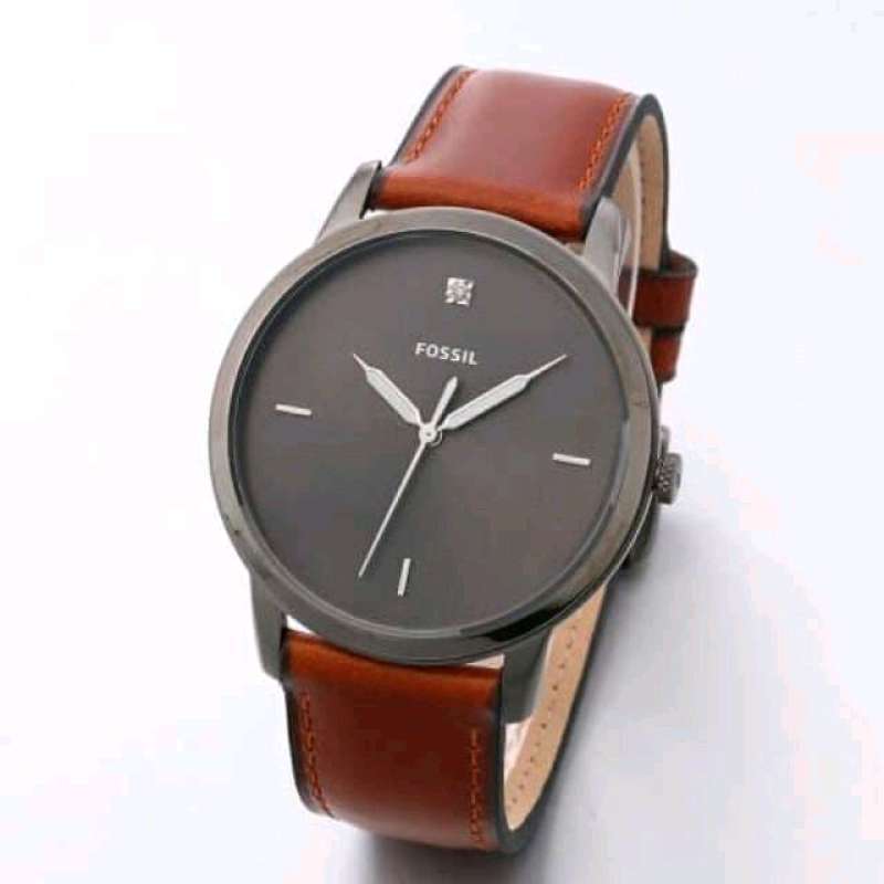 Buy Shop Fossil The Minimalist 3H Grey Dial Brown Leather Strap Watch for Men - FS5479 USA Online