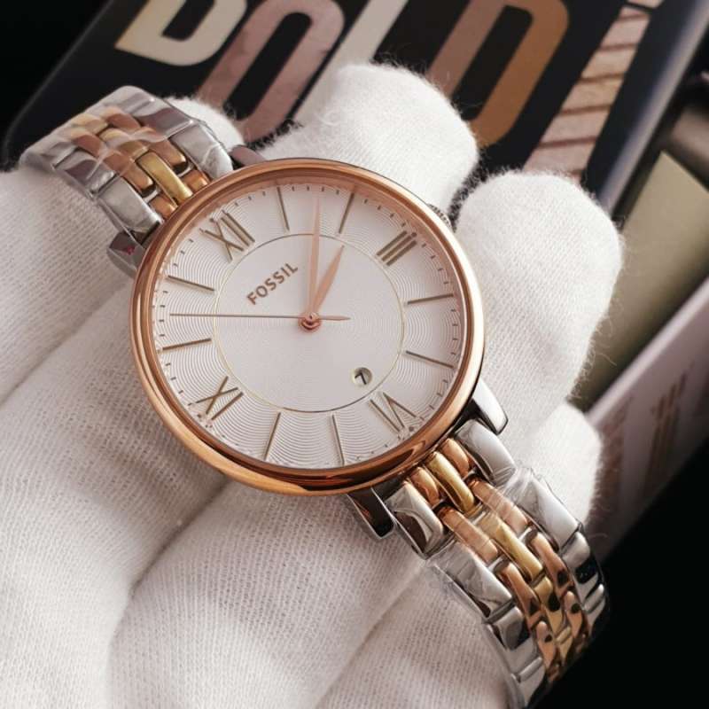 Buy Shop Fossil Jacqueline White Dial Two Tone Steel Strap Watch for Women - ES3844 USA Online
