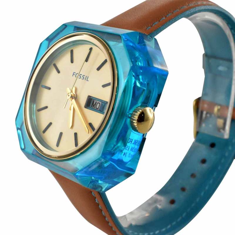 Buy Shop Fossil Candy White Dial Brown Leather Strap Watch for Men - ES3536 USA Online