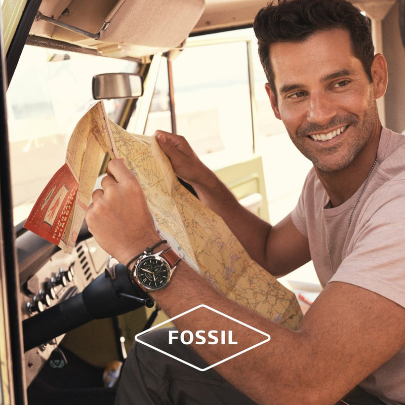 Buy Shop Fossil Forrester Chronograph Blue Dial Brown Leather Strap Watch for Men - S5607 USA Online