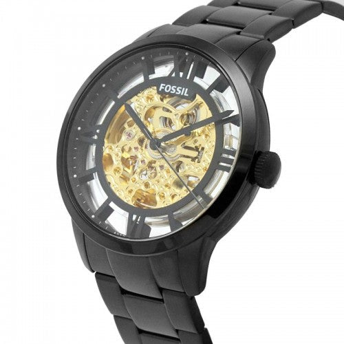 Buy Shop Fossil Townsman Automatic Skeleton Black Dial Black Steel Strap Watch for Men - ME3197 USA Online