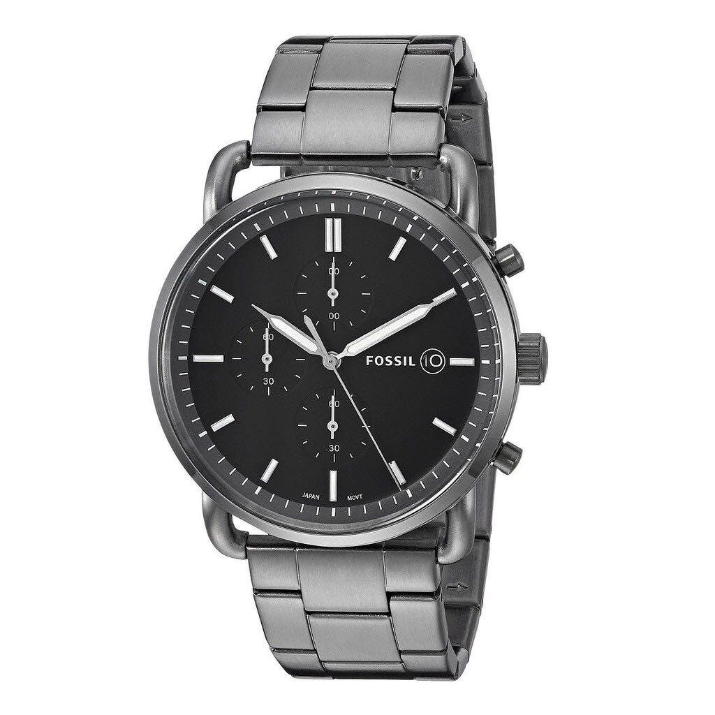 Buy Shop Fossil The Commuter Black Dial Grey Steel Strap Watch for Men - FS5400 USA Online