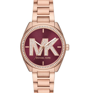 Buy Shop Michael Kors Janelle Quartz Maroon Dial Rose Gold Steel Strap Watch For Women - MK7382 USA Online