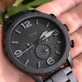 Buy Shop Fossil Nate Chronograph Black Dial Black Steel Strap Watch for Men - JR1401 USA Online