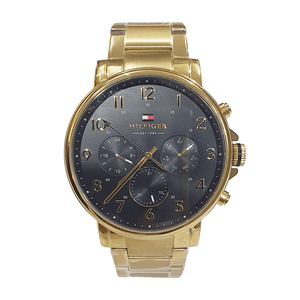 Buy Shop Tommy Hilfiger Daniel Chronograph Black Dial Gold Steel Strap Watch For Men - 1791978 USA Online