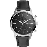 Fossil Townsman Multifunction Black Dial Black Leather Strap Watch for Men - FS5396