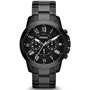 Buy Shop Fossil Grant Chronograph Black Dial Black Steel Strap Watch for Men - FS4832 USA Online