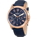 Buy Shop Fossil Grant Chronograph Blue Dial Blue Leather Strap Watch for Men - FS4835 USA Online