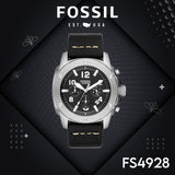 Buy Shop Fossil Modern Machine Chronograph Black Dial Black Leather Strap Watch for Men - FS4928 USA Online