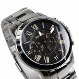 Buy Shop Fossil Grant Chronograph Black Dial Silver Steel Strap Watch for Men - FS4994 USA Online