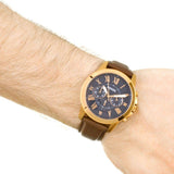 Buy Shop Fossil Grant Chronograph Blue Dial Brown Leather Strap Watch for Men - FS5068 USA Online
