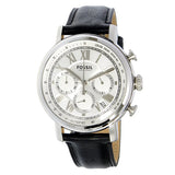 Buy Shop Fossil Buchanan Chronograph Silver Dial Black Leather Strap Watch for Men - FS5102 USA Online