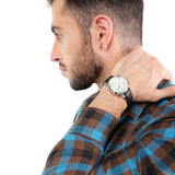 Buy Shop Fossil Buchanan Chronograph Silver Dial Black Leather Strap Watch for Men - FS5102 USA Online