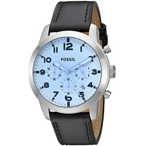 Buy Shop Fossil Pilot Chronograph Sky Blue Dial Black Leather Strap Watch for Men - FS5162 USA Online