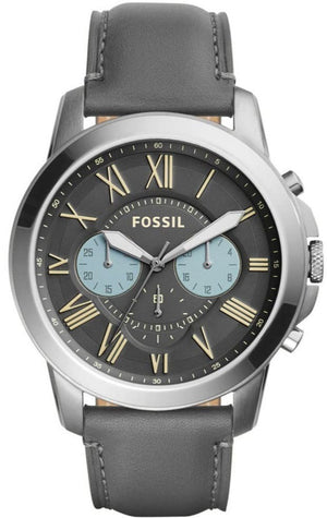 Buy Shop Fossil Grant Chronograph Gunmetal Grey Dial Grey Leather Strap Watch for Men - FS5183 USA Online